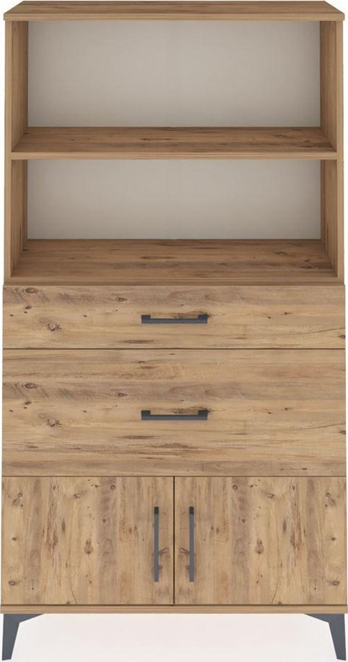 Arges Dolap 2 Raflı 2 Çekmeceli 2 Kapaklı 88x30x163 Çam-Çam