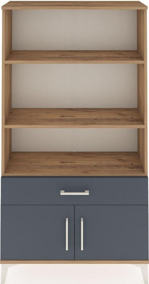 Arges Dolap 3 Raflı Tek Çekmeceli 2 Kapaklı 88x30x163 Çam-Antrasit