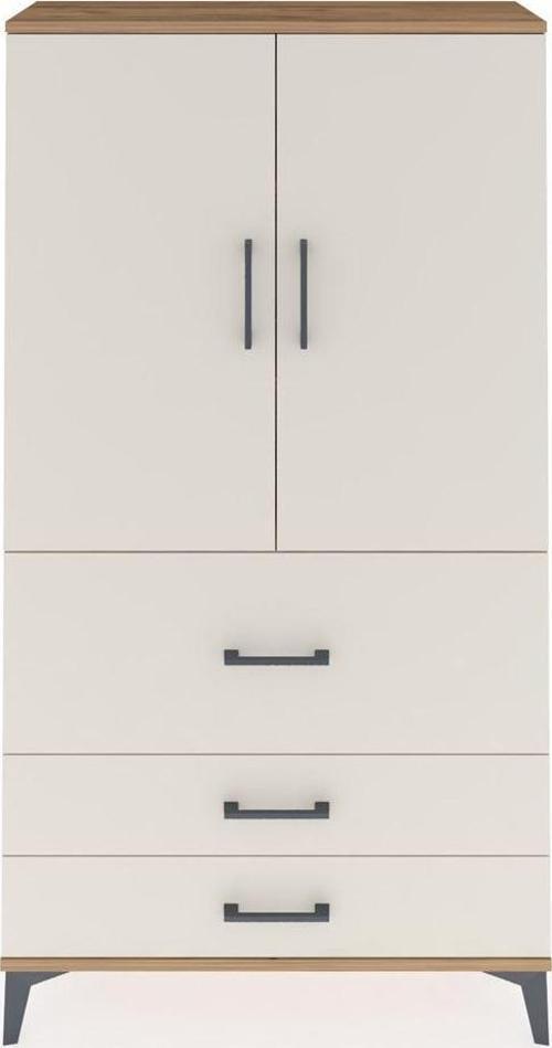 Arges Dolap 3 Raflı 3 Çekmeceli 2 Kapaklı 88x30x163 Çam-Aytaşı