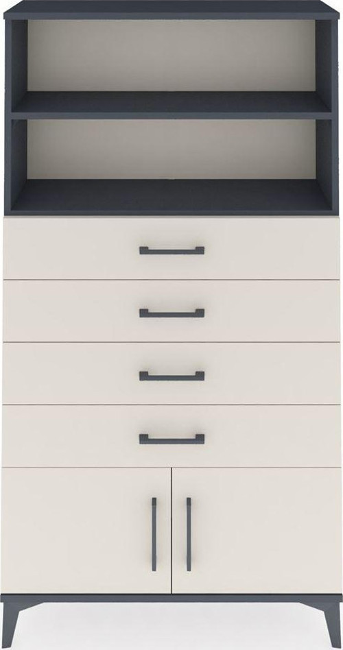 Arges Dolap 2 Raflı 4 Çekmeceli 2 Kapaklı 88x30x163 Antrasit-Aytaşı