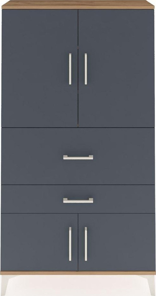 Arges Dolap 3 Raflı 2 Çekmeceli 4 Kapaklı 88x30x163 Çam-Antrasit