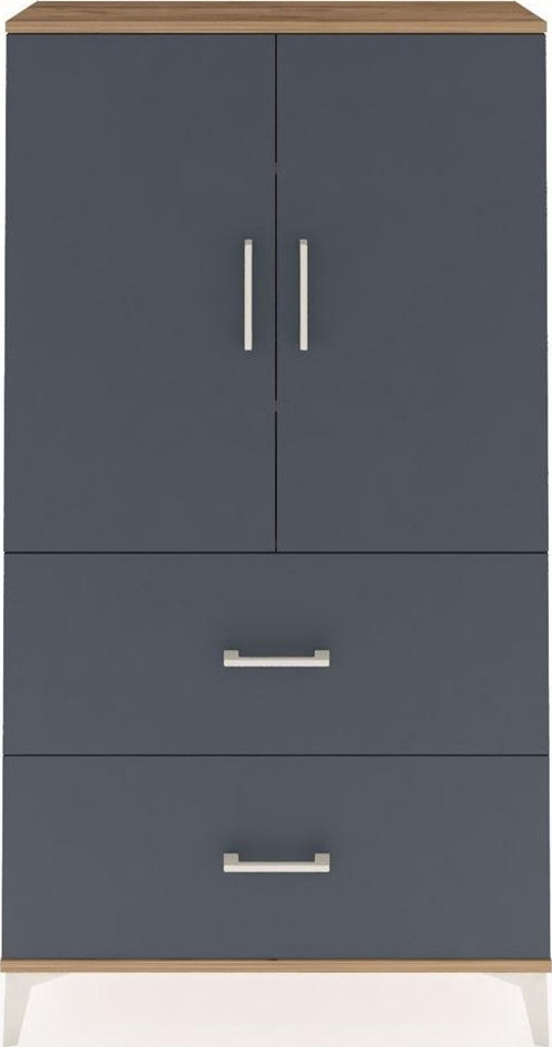 Arges Dolap 3 Raflı 2 Çekmeceli 2 Kapaklı 88x30x163 Çam-Antrasit