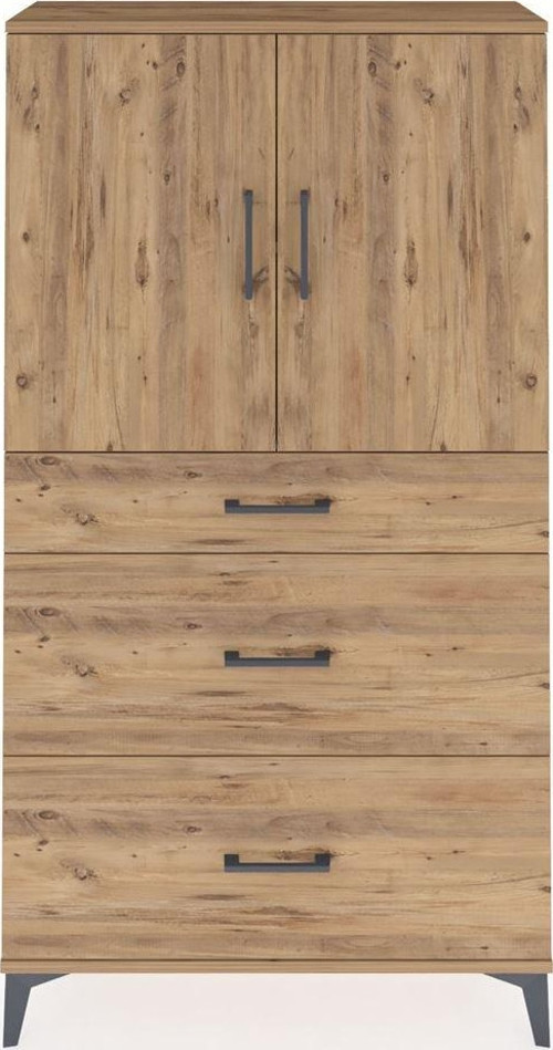 Arges Dolap 2 Raflı 3 Çekmeceli 2 Kapaklı 88x30x163 Çam-Çam