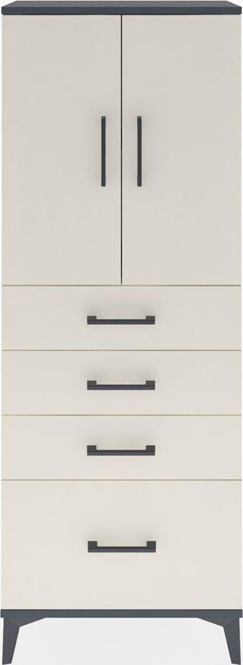 Arges Dolap 2 Raflı 4 Çekmeceli 2 Kapaklı 60x30x163 Antrasit-Aytaşı