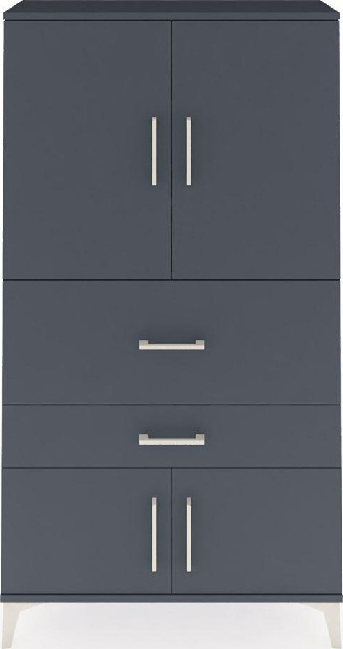 Arges Dolap 3 Raflı 2 Çekmeceli 4 Kapaklı 88x30x163 Antrasit-Antrasit
