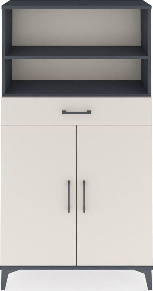 Arges Dolap 3 Raflı Tek Çekmeceli 2 Kapaklı 88x30x163 Antrasit-Aytaşı