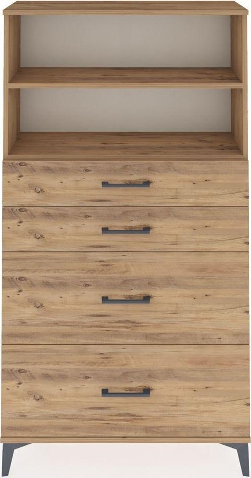 Arges Dolap 2 Raflı 4 Çekmeceli 88x30x163 Çam-Çam