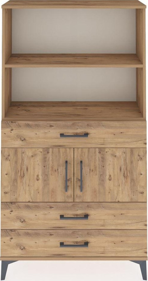 Arges Dolap 3 Raflı 3 Çekmeceli 2 Kapaklı 88x30x163 Çam-Çam