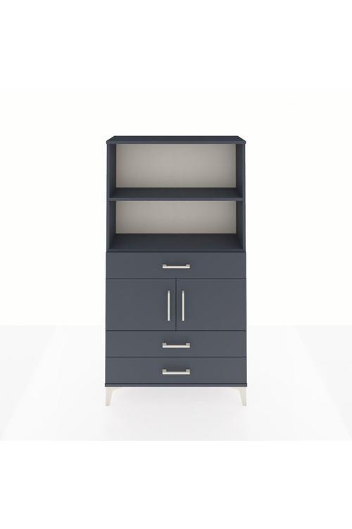 Arges Dolap 3 Raflı 3 Çekmeceli 2 Kapaklı 88x30x163 Antrasit-Antrasit