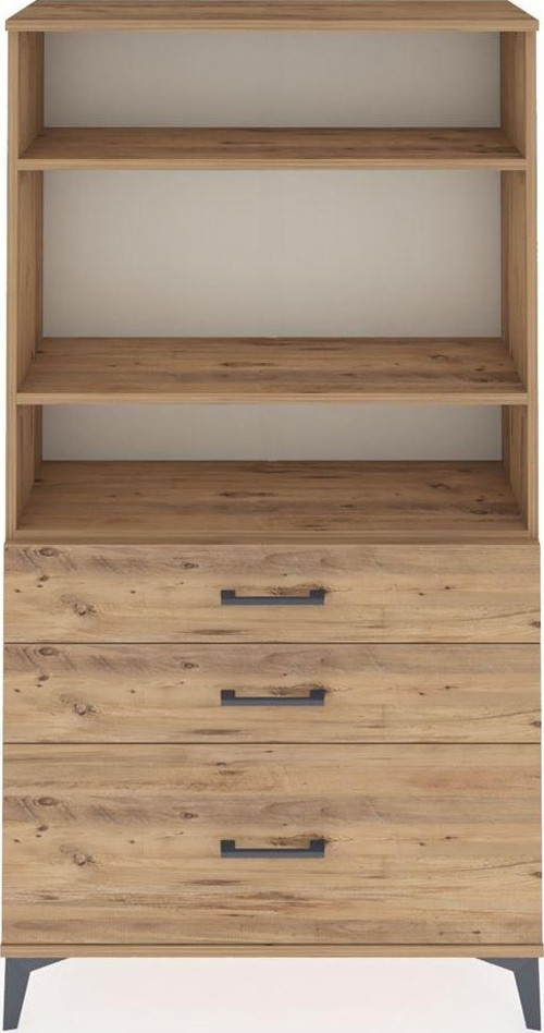 Arges Dolap 3 Raflı 3 Çekmeceli 88x30x163 Çam-Çam