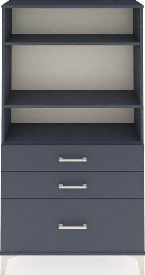 Arges Dolap 3 Raflı 3 Çekmeceli 88x30x163 Antrasit-Antrasit