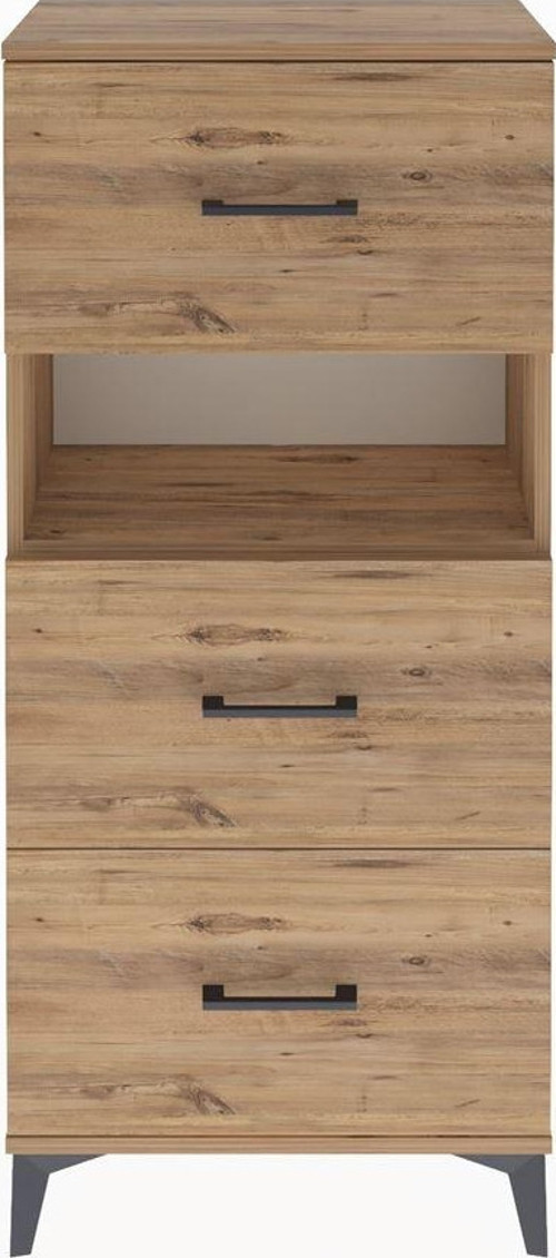 Arges Dolap Tek Raflı 3 Çekmeceli 60x30x134 Çam-Çam