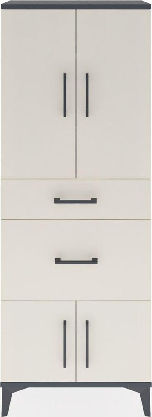 Arges Dolap 3 Raflı 2 Çekmeceli 4 Kapaklı 60x30x163 Antrasit-Aytaşı