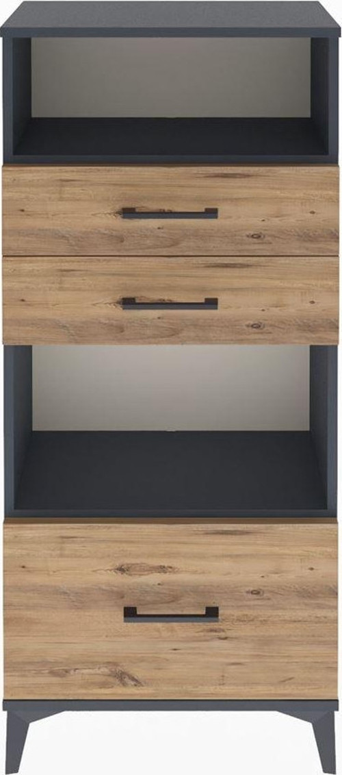 Arges Dolap 2 Raflı 3 Çekmeceli 60x30x134 Antrasit-Çam