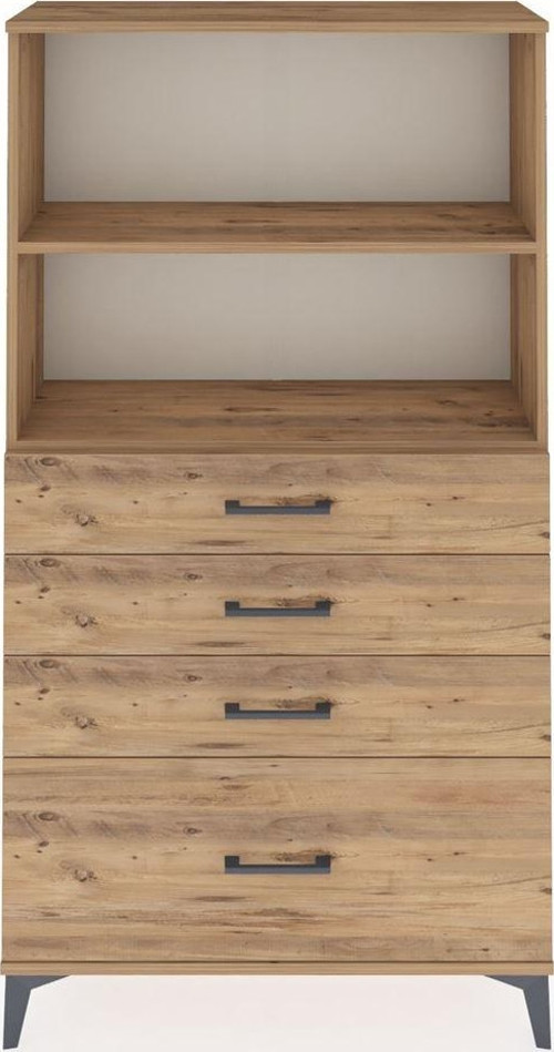 Arges Dolap 2 Raflı 4 Çekmeceli 88x30x163 Çam-Çam