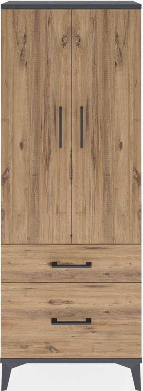 Arges Dolap 3 Raflı 2 Çekmeceli 2 Kapaklı 60x30x163 Antrasit-Çam