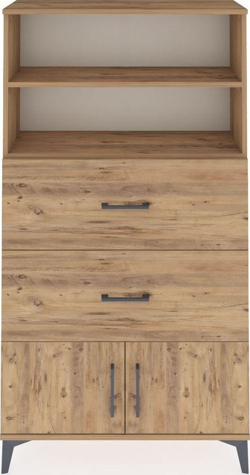 Arges Dolap 2 Raflı 2 Çekmeceli 2 Kapaklı 88x30x163 Çam-Çam