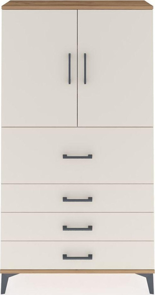 Arges Dolap 3 Raflı 4 Çekmeceli 2 Kapaklı 88x30x163 Çam-Aytaşı