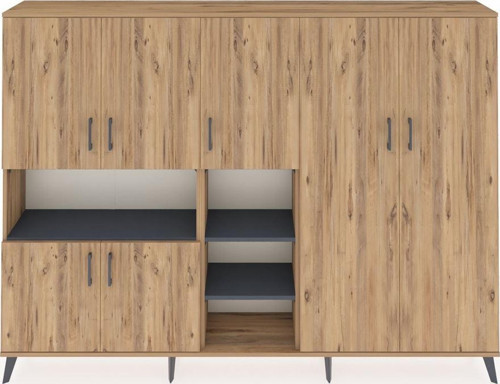 Arges Dolap 13 Raflı 7 Kapaklı 220x30x163 Çam-Çam/Antrasit