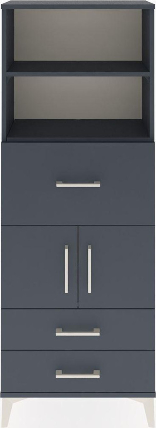 Arges Dolap 3 Raflı 3 Çekmeceli 2 Kapaklı 60x30x163 Antrasit-Antrasit