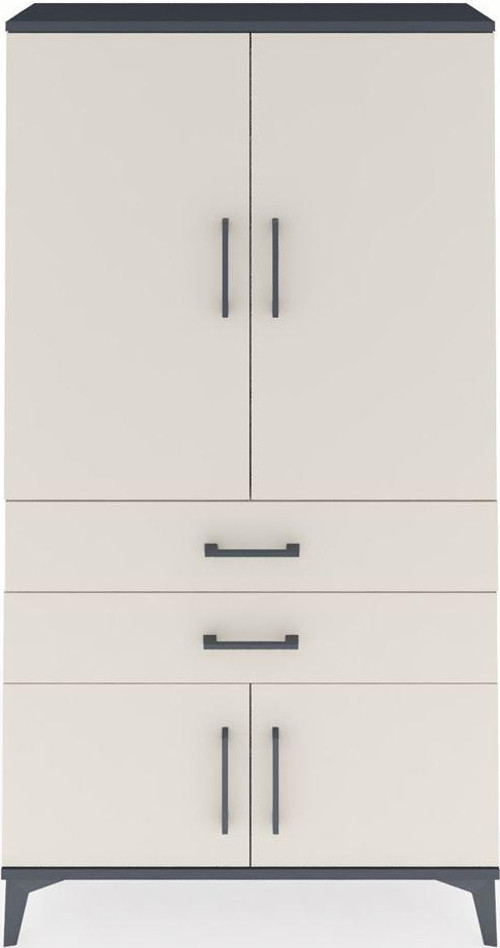 Arges Dolap Tek Raflı 2 Çekmeceli Tek Askılı 88x30x163 Antrasit-Aytaşı