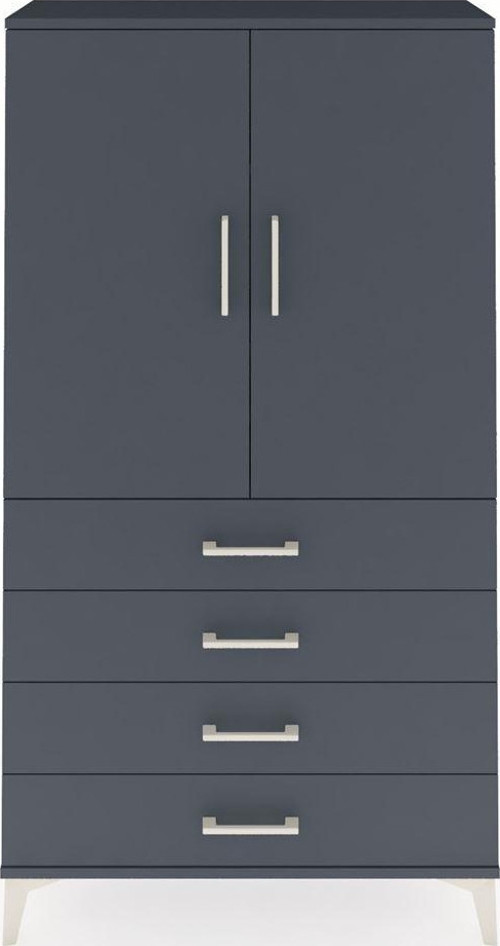 Arges Dolap 3 Raflı 4 Çekmeceli 2 Kapaklı 88x30x163 Antrasit-Antrasit