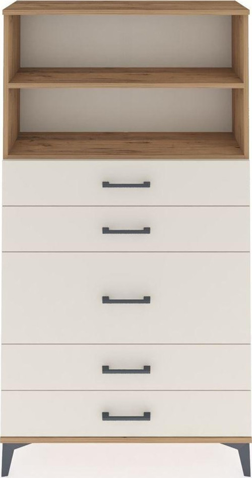 Arges Dolap 2 Raflı 5 Çekmeceli 88x30x163 Çam-Aytaşı