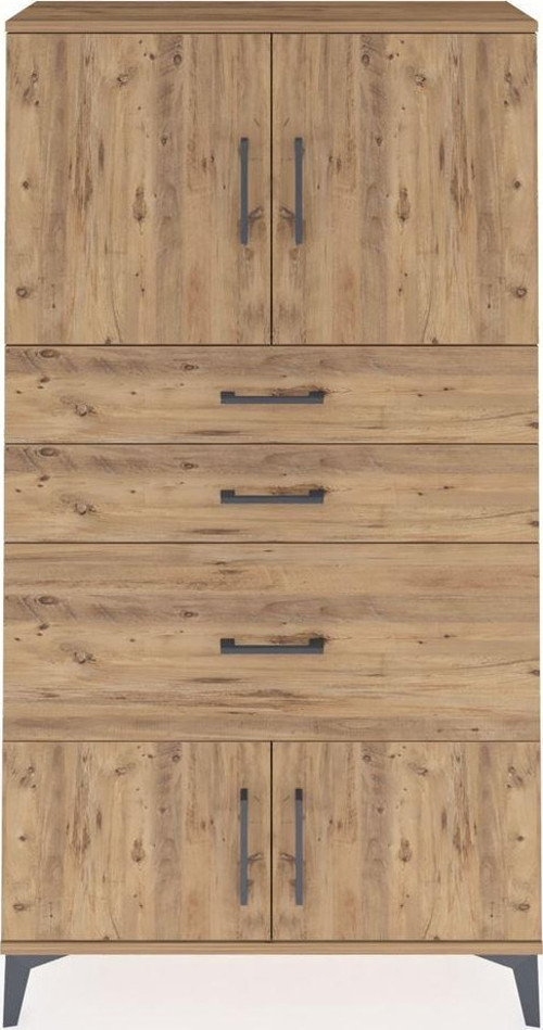 Arges Dolap 2 Raflı 3 Çekmeceli 4 Kapaklı 88x30x163 Çam-Çam