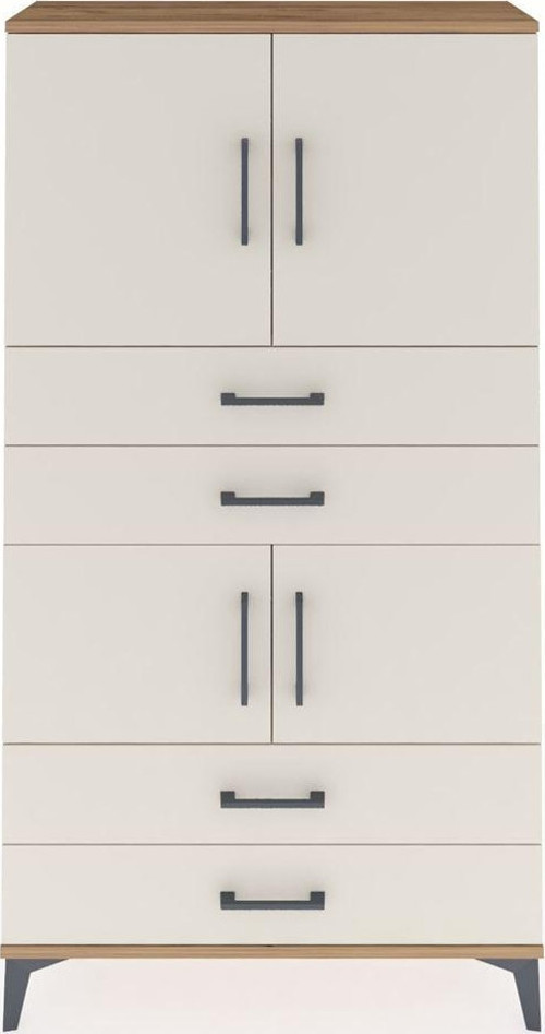 Arges Dolap 3 Raflı 4 Çekmeceli 4 Kapaklı 88 x 30 x 163 cm Çam - Aytaşı