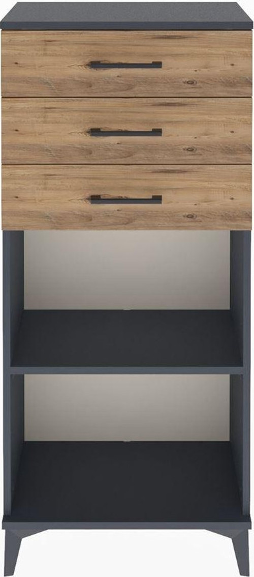 Arges Dolap Tek Raflı 3 Çekmeceli 60x30x134 Antrasit-Çam