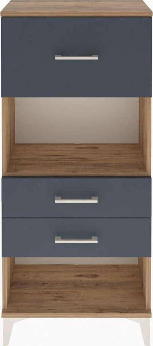Arges Dolap Tek Raflı 3 Çekmeceli 60x30x134 Çam-Antrasit