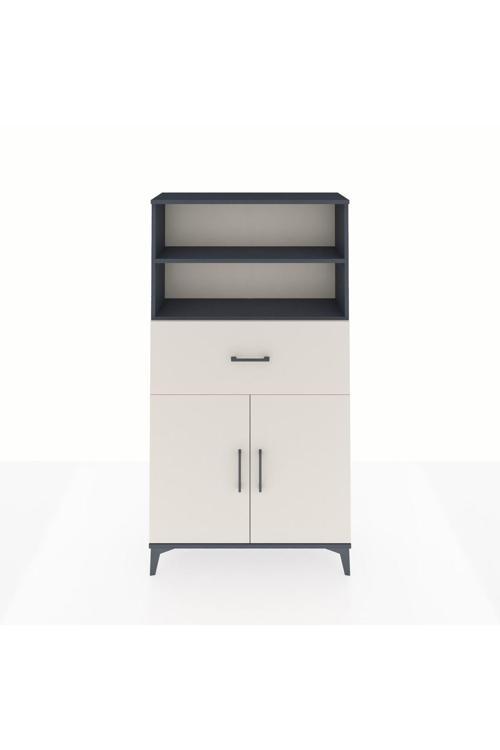 Arges Dolap 3 Raflı Tek Çekmeceli 2 Kapaklı 88x30x163 Antrasit-Aytaşı