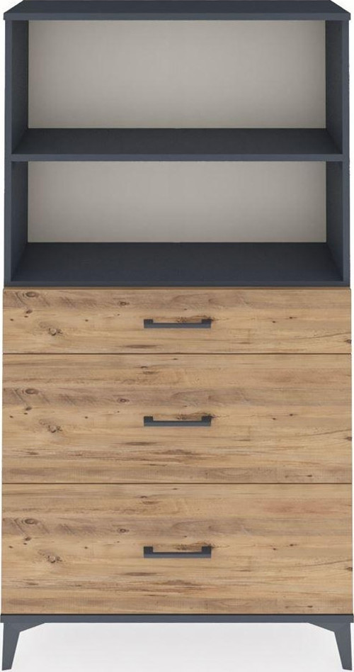 Arges Dolap 2 Raflı 3 Çekmeceli 88x30x163 Antrasit-Çam
