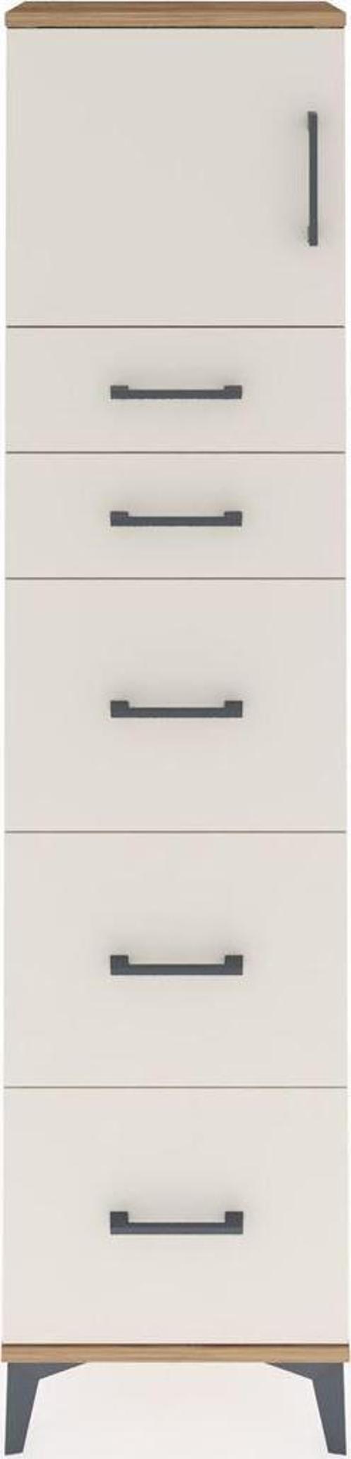 Arges Dolap Tek Raflı 5 Çekmeceli Tek Kapaklı 44x30x182 Çam-Aytaşı