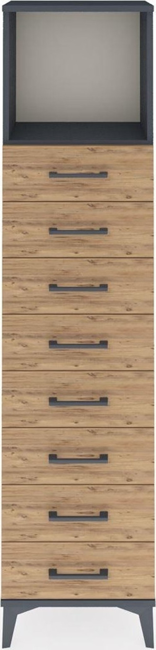 Arges Dolap 1 Raflı 8 Çekmeceli 44 x 30 x 182 cm Antrasit - Çam