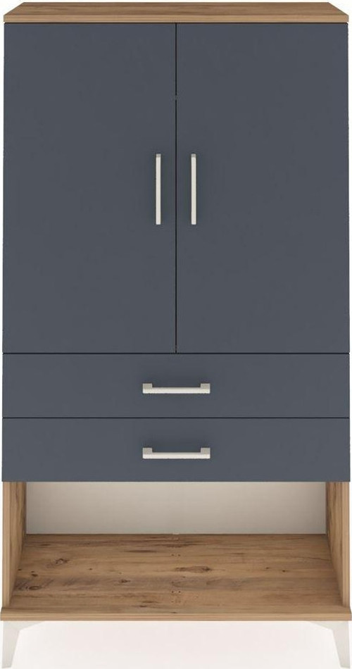 Arges Dolap Tek Raflı 2 Çekmeceli Tek Askılı 88x30x163 Çam-Antrasit