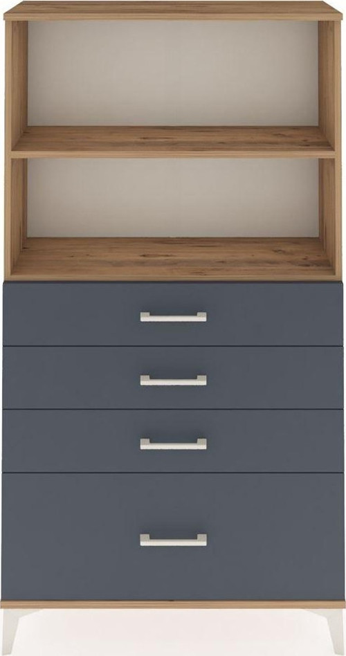 Arges Dolap 2 Raflı 4 Çekmeceli 88x30x163 Çam-Antrasit
