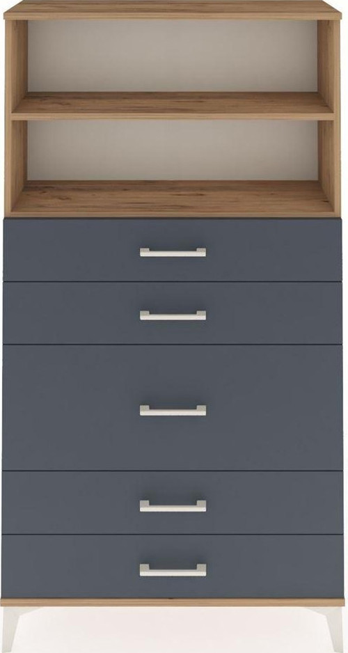Arges Dolap 2 Raflı 5 Çekmeceli 88x30x163 Çam-Antrasit