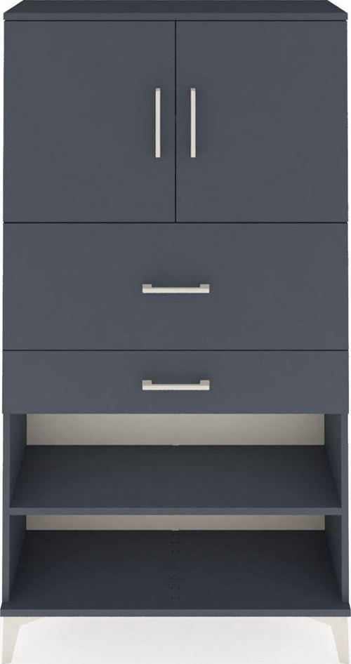 Arges Dolap 3 Raflı 2 Çekmeceli 2 Kapaklı 88x30x163 Antrasit-Antrasit