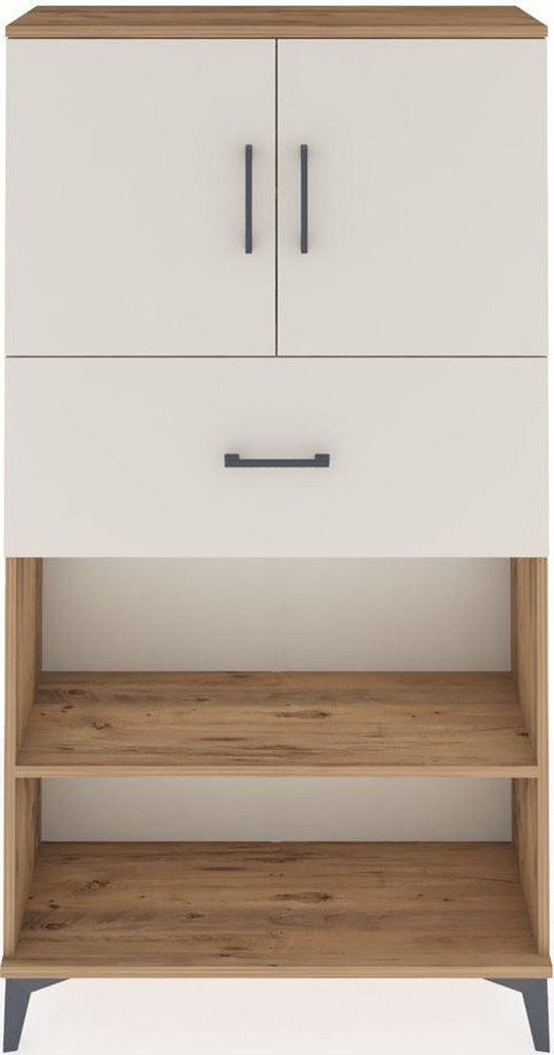 Arges Dolap 3 Raflı Tek Çekmeceli 2 Kapaklı 88x30x163 Çam-Aytaşı
