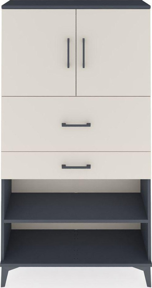 Arges Dolap 3 Raflı 2 Çekmeceli 2 Kapaklı 88x30x163 Antrasit-Aytaşı