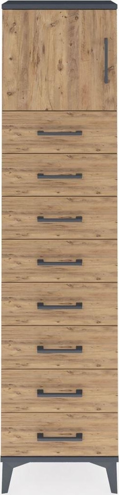 Arges Dolap 1 Raflı 8 Çekmeceli 1 Kapaklı 44 x 30 x 182 cm Antrasit - Çam