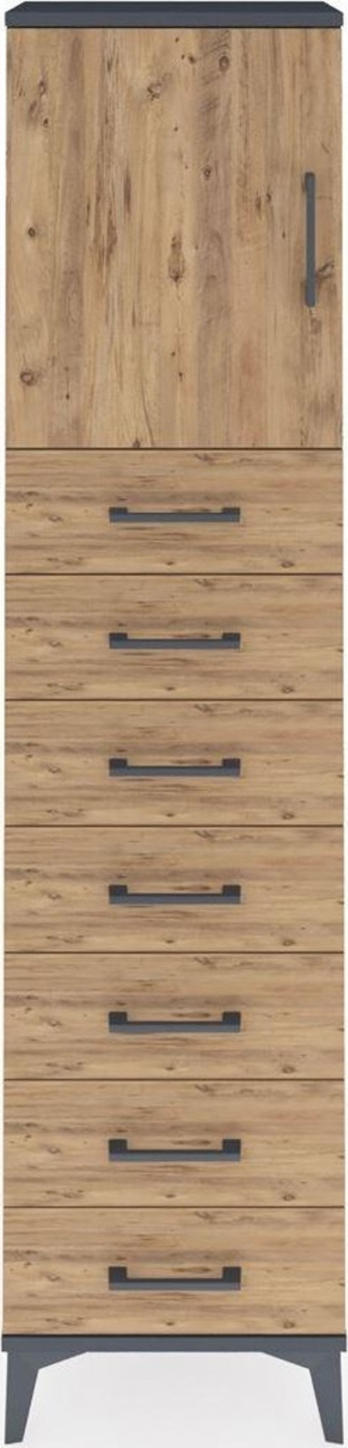 Arges Dolap 2 Raflı 7 Çekmeceli 1 Kapaklı 44 x 30 x 182 cm Antrasit - Çam
