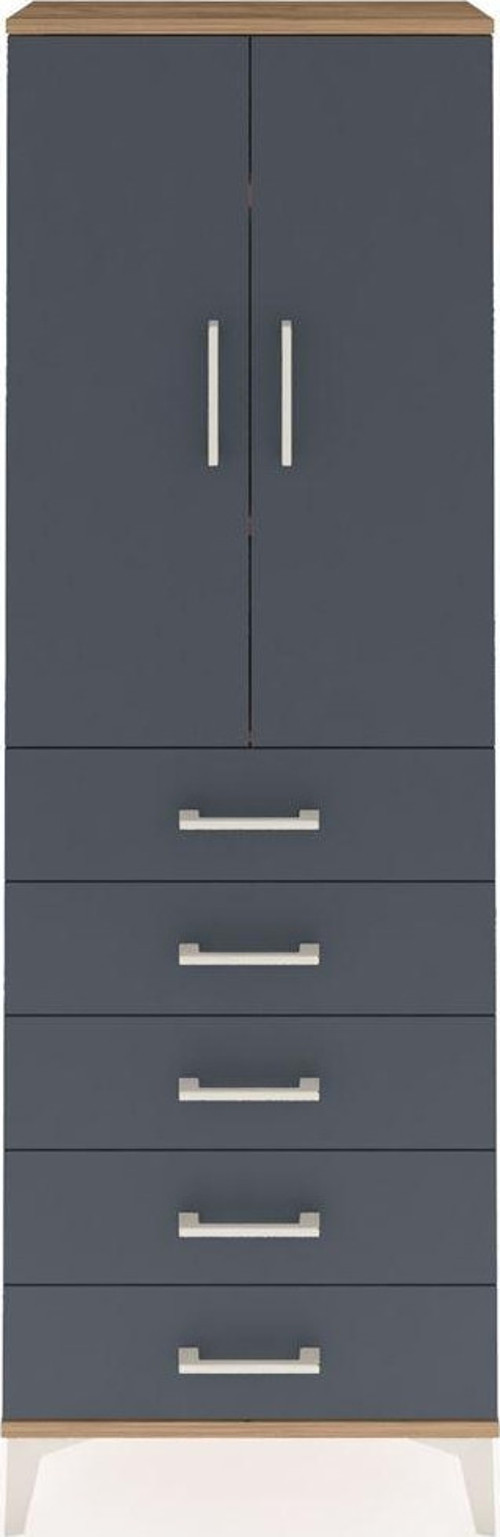Arges Dolap 3 Raflı 5 Çekmeceli 2 Kapaklı 60 x 30 x 182 cm Çam - Antrasit
