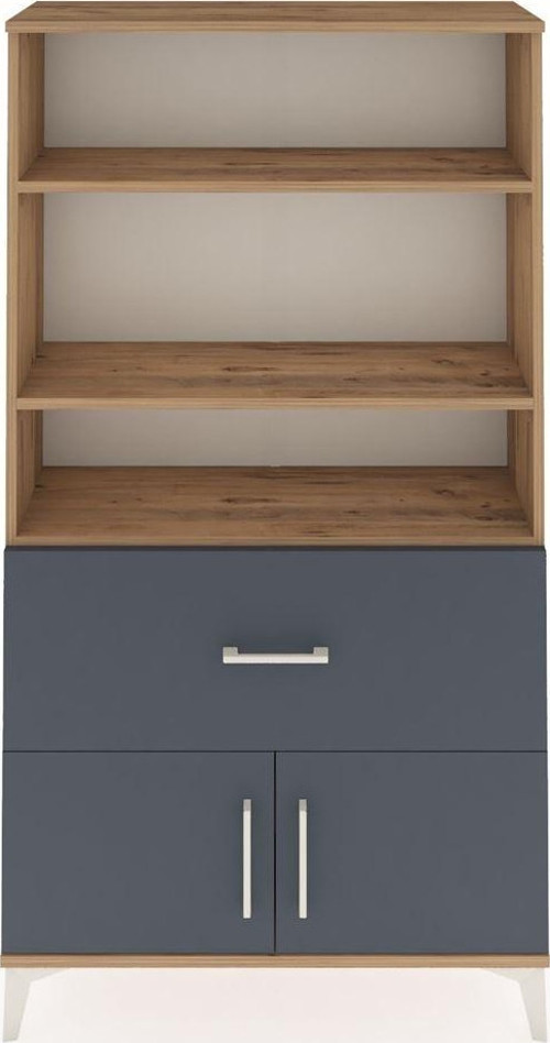 Arges Dolap 3 Raflı Tek Çekmeceli 2 Kapaklı 88x30x163 Çam-Antrasit