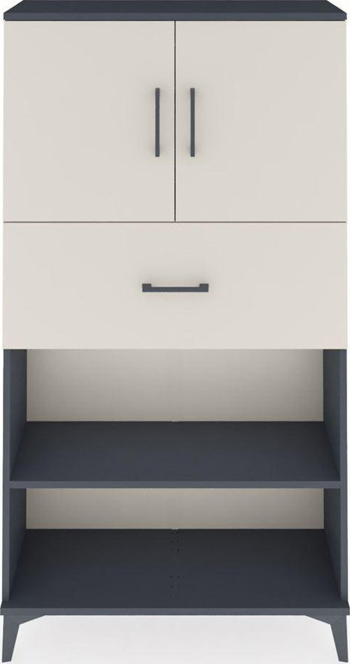 Arges Dolap 3 Raflı Tek Çekmeceli 2 Kapaklı 88x30x163 Antrasit-Aytaşı