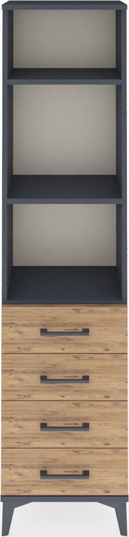 Arges Dolap 3 Raflı 4 Çekmeceli 44x30x182 Antrasit-Çam