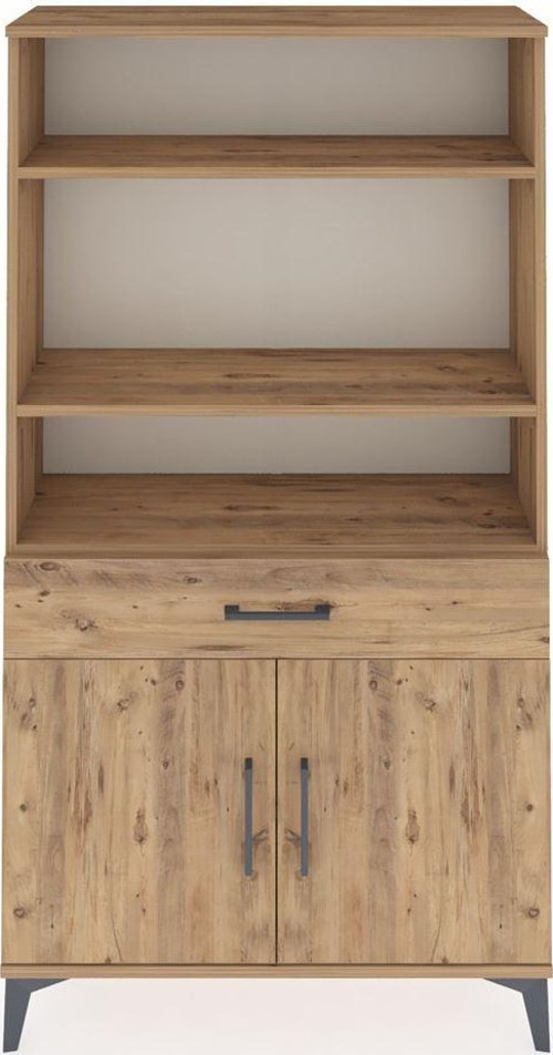 Arges Dolap 3 Raflı Tek Çekmeceli 2 Kapaklı 88x30x163 Çam-Çam