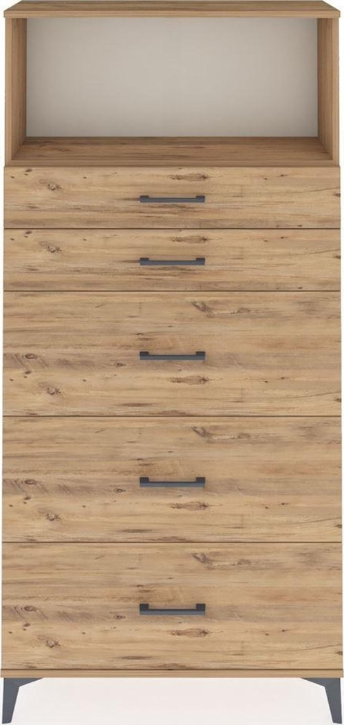 Arges Dolap 1 Raflı 5 Çekmeceli 88 x 30 x 182 cm Çam - Çam