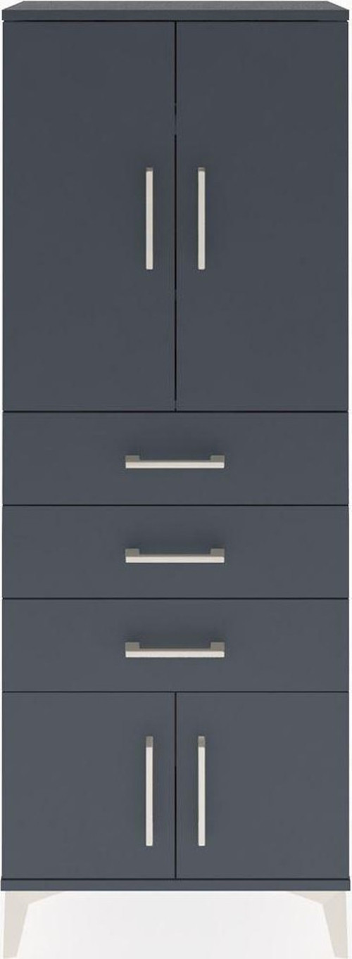 Arges Dolap 3 Raflı 3 Çekmeceli 4 Kapaklı 60 x 30 x 163 cm Antrasit - Antrasit